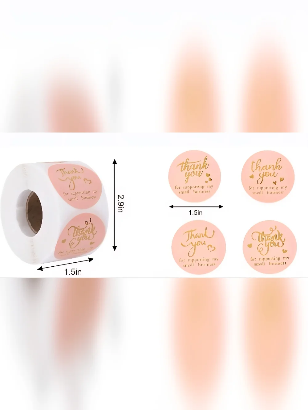 Small Business Packaging Bundle 20 Polymailers 100 Stickers 20 Cards Pink & Gold - Picture 2 of 7